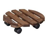 WAGNER Support à roulettes pour pot de fleur COUNTRY Ø 30 x 8 cm pour l'intérieur I Roule pot en bois massif antidérapant certifié FSC®, palissandre I Capacité de charge 100 kg I Made in EU - 20018301