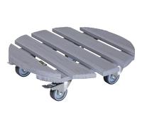 Wagner Support à roulettes pour Pot de Fleur CREO Ø 38 x 10,5 cm I intérieur + extérieur I Bois d'hêtre antidérapant certifié FSC®, Gris I 2 Freins I Capacité de Charge 200 kg I Made in EU - 20086301