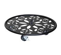 WAGNER Support à roulettes pour pot de fleur ÉDITION NOIRE Ø 30 x 6,5 cm I Roule pot I intérieur + extérieur I Support roulant en acier, revêtement noir, 2 freins I Capacité de charge 60 kg - 20093601