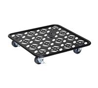 WAGNER Support à roulettes pour pot de fleur ÉDITION NOIRE 30 x 30 x 5,5 cm I Pour intérieur + extérieur I Support roulant en acier, revêtement noir, 2 freins I Capacité de charge 60 kg - 20093701