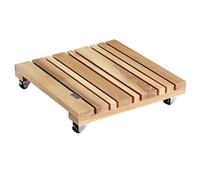 WAGNER Support à roulettes pour Pot de Fleur Feng Shui 28 x 28 x 5,5 cm pour l'intérieur I Bois Massif d'aulne certifié FSC®, Nature, huilé I Capacité de Charge 100 kg I Made in EU - 20023001