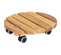 Wagner Support à roulettes pour Pot de Fleur Nature Ø 34 x 8 cm I pour l'intérieur I Roule Pot en Bois d'aulne Massif certifié FSC®, huilé I Capacité de Charge 100 kg I Made in EU - 20026201