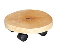 WAGNER Support à roulettes pour pot de fleur TRONC D'ARBRE UNIQUE Ø 25-30 x 8 cm I Pour l'intérieur I Roule pot en rondelle de tronc d'arbre, bouleau huilé naturel I Capacité de charge 50 kg- 20026801