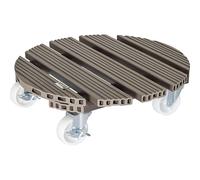 WAGNER Support à roulettes pour Pot de Fleur WPC Ø 38,5 x 11 cm I intérieur + extérieur I Roule Pot en FSC® Composite Bois-Plastique, Taupe I Capacité de Charge 150 kg - 20055601