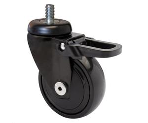 WAGNER Ultra-maniable 360° - 3C - roulette pivotante design/roulette de transport/roulette de meuble - noire, bande de roulement souple, axe 10 x 16 mm, Ø 75 mm, frein, charge 75 kg - 01237766