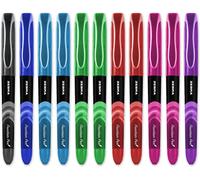 Wagner-Zebra Fuente Lot De 11 Stylos Plume Jetables Pointe Fine 1,0 Mm Largeur De Trait 0,6 Mm Encre Noire,Bleue,Bleu Clair,Vert,Rouge,Rose,Violet