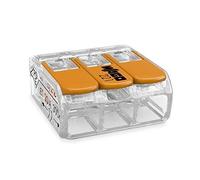 Wago 221-413 Borne de connexion 3 fils 0,2 à 4 mm² avec levier de commande, transparent modèle compact, Boite de 50