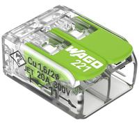 WAGO 221-422 221 Borne de raccordement flexible: 0.14-4 mm² rigide: 0.2-4 mm² Nombre de pôles: 2 100 pc(s) transparent, vert