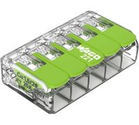 WAGO 221-425 221 Borne de raccordement flexible: 0.14-4 mm² rigide: 0.2-4 mm² Nombre de pôles: 5 25 pc(s) transparent, vert