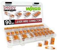 Wago 221 Lot de 90 écrous à levier compacts connecteur électrique avec étui 25 x 221-2401, 25 x 221-412, 25 x 221-413, 15 x 221-415