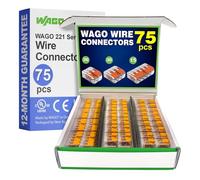 WAGO 221 Series Compact Splicing Wire Connector Assortment Pack 75pc | 221 Series Assortment with Case | Includes (30x 221-412), (30x 221-413), (15x 221-415)