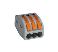 Wago 222-413 Bloc de raccordement pour 3 conducteurs avec leviers, 4 mm maximum Paquete de 50 gris