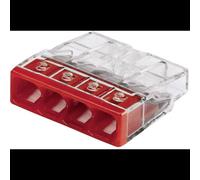Wago Borne de raccordement 2273-204 Compact – 4 voies – Transparent/Rouge – 25 x