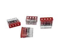 Wago Bornes de jonction 2273-204 – Lot de 50, COMPACT Ø 0,5-2,5 mm², 4 broches, transparent/rouge
