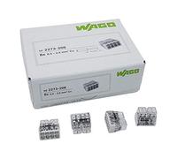 Wago 2273-208 Lot de 50 bornes de boîte de jonction, diamètre : 0,5 à 2,5 mm², 8 pôles, compactes, transparents/gris clair