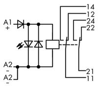 WAGO 789-312 Relais industriel Tension nominale: 24 V/DC Courant de commutation (max.): 8 A 2 inverseurs (RT) 1 pc(s)