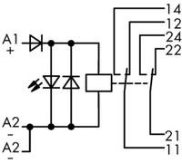 WAGO 789-312 Relais industriel Tension nominale: 24 V/DC Courant de commutation (max.): 8 A 2 inverseurs (RT) 1 pc(s)