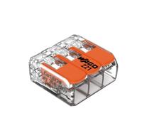 WAGO, Borne à Levier Série 221, Sachet de 5, 3 Entrées, Compatible Fils Rigides, Semi-Rigides et Souples 0,14-4 mm², Tension 450V, Courant 32A, Dénudage 11mm, Installation Rapide et Sécurisée