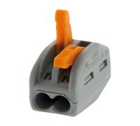 Wago, Borne à Levier Série 222, Sachet de 10, 2 Entrées, Compatible Fils Rigides, Semi-Rigides et Souples 0,08-4 mm², Tension 400V, Courant 32A, Longueur Dénudage 9-10mm, Connexion Sécurisée et Rapide