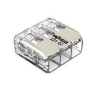 WAGO Borne de Raccordement Compact, pour tous Types de Conducteurs, pour Applications Ex E, Max. 6 mm², 3 Conducteurs, avec Leviers, Couleur Du Boîtier Transparent, Temp. de Fonctionnement Max. 105 °C