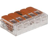 Wago - BORNES DE CONNEXION A LEVIER SOUPLE WAGO 221-5 x 4mm² - BOÎTE DE 25 PIECES