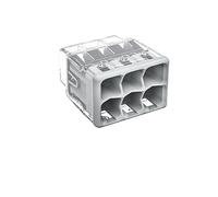 WAGO Connecteur d'épissage compact, pour conducteurs pleins et toronnés, max. 4 mm², 6 conducteurs, Couvercle gris, Température de l'air ambiante, max 85°C (T85), 4,00 mm², transparent, 2773-406 (50