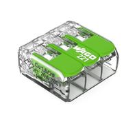 WAGO Green Range Bornier 3 fils à 4 mm² Connecteurs épissure 3 pôles avec levier pour tous types de conducteurs enfichables 221-423 12 pcs