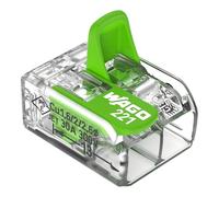 WAGO Green Range Lot de 10 bornes à 2 conducteurs I jusqu'à 6 mm² I Borne de connexion 2 conducteurs avec leviers enfichables pour tous les types de conducteurs I 221-622 I