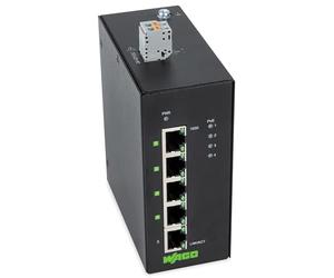 WAGO Industrial ECO Switch 852-1411/000-001 | avec 5 voyants de diagnostic 10/100/1000 Mbit/s et d'autonégociation des ports ETHERNET, prend en charge jusqu'à 8 000 adresses MAC absolues
