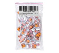 WAGO Lot de 50 bornes de connexion 2 fils avec levier 0,2-4 mm de petite forme transparente 221-412