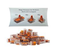 Wago Lot de 90 bornes série 221 Compact 2, 3 et 5 broches 221-412 221-413 221-415 orange