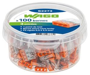 WAGO - Pot de 100 mini bornes de connexion automatique 3 fils S2273