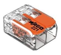 Wago, Borne à Levier 221, Sachet de 5, 2 Entrées, Compatible Fils Rigides, Semi-Rigides, Souples 0,14-4 mm², Tension 450V, Courant 32A, Dénudage 11mm, Installation Rapide, Fiable et Sécurisée