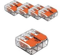 Wago, Borne à Levier Série 221, Sachet de 5, 3 Entrées, Compatible Fils Rigides, Semi-Rigides et Souples 0,14-4 mm², Tension 450V, Courant 32A, Dénudage 11mm, Installation Rapide et Sécurisée