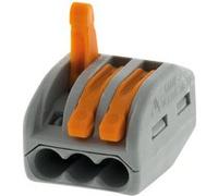 Wago, Borne à Levier Série 222, Sachet de 5, 3 Entrées, Compatible Fils Rigides, Semi-Rigides et Souples 0,08-4 mm², Tension 400V, Courant 32A, Longueur Dénudage 9-10mm, Connexion Sécurisée et Rapide
