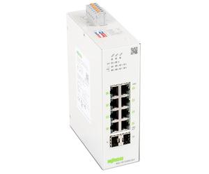 WAGO Switch industriel 852-1813 | avec 8 voyants d'autonégociation et de diagnostic du panneau avant des ports ETHERNET 10/100/1000 Mbit/s | 2 x emplacements SFP pour fibre optique