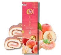 Wagokoroll Castella Roll Cake, White Peach Flavor - Authentic Japanese Confectionery, Asian Sweets, Made in Japan by Penguin, 200g (Pack of 1, Peach)