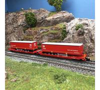 Wagon articulé double poche Sdggmrs 738 T3000e, 2 semi-remorques DB Cargo, DB AG