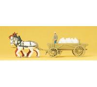 Wagon De Ferme Tiré Par Un Cheval Avec Charge De Sac Preiser 30470