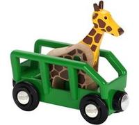 BRIO World - 33724 - Wagon Girafe - Accessoire pour circuit de train en bois - Avec connexions aimantées - Thème safari - Jouet pour garçons et filles dès 3 ans