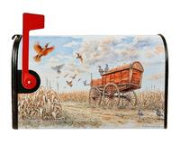 Wagon Housses magnétiques de boîte aux lettres rustique, oiseaux de maïs pour décoration de jardin et extérieur, 45,7 x 53,3 cm, marron