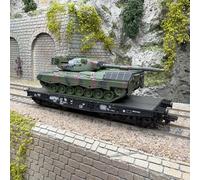Wagon plat Rlmmps 650, transport lourd, avec char Leopard 1A1, DB, Ep. IV - MARK