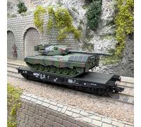 Wagon plat Rlmmps 650, transport lourd, avec char Leopard 1A1, DB, Ep. IV - MARK