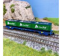 Arnold - HN6651 - Wagon Porte-Conteneurs Renfe 4 Essieux Chargé de Matériel Roulant 3 X 20 Adif Cont, Wagons
