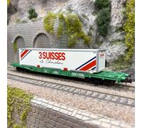 Wagon porte conteneurs S70, "3 SUISSES", SNCF, Ep. IV - JOUEF HJ6277 - HO 1/87