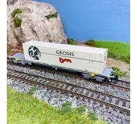ARNOLD - HN6649 - F-Nova Wagon Porte-Conteneurs 4 Essieux 60 Sgss Gris avec Conteneur Gris 45 Geodis EP VI Matériel Roulant, Wagons