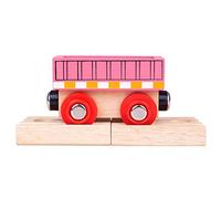 Bigjigs Toys – Wagon en bois Rose – Compatible avec d'autres grandes marques de rails en bois