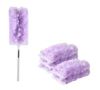 Wagoodter 6 pièces Aimant à poussière Duster avec 1 Manche télescopique Plumeau rétractable 360 degrés Set à poussière, pour Nettoyer Les Poils d'animaux, la poussière, Les Meubles (1 Blanc+6 Violet)