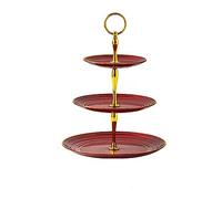 Wagoodter Porte-gâteaux à 3 étages, Wagoodter Dessert Cupcake Stand, Support en Plastique pour Les gâteaux, Les Fruits, Les chocolats et Bien Plus Encore (Rond Rouge)
