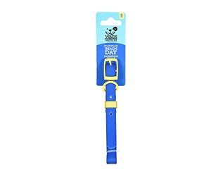 Wags & Wiggles Collier imperméable en PVC bleu marine - Grand collier en PVC imperméable pour chien - Parfait pour l'été à la piscine ou au lac avec des chiens - Élégant et mignon